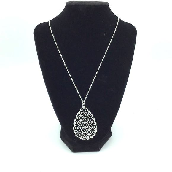 Ballet Silver Pendant Rhinestone Necklace - Picture 1 of 4